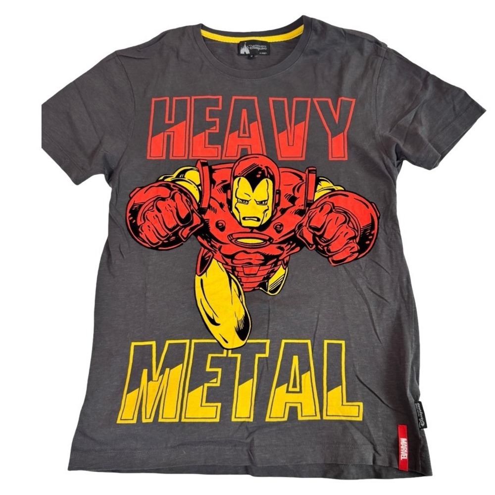 Hong Kong Disneyland Marvel Iron Man Heavy Metal Velvet‎ Graphic T-Shirt Gray M